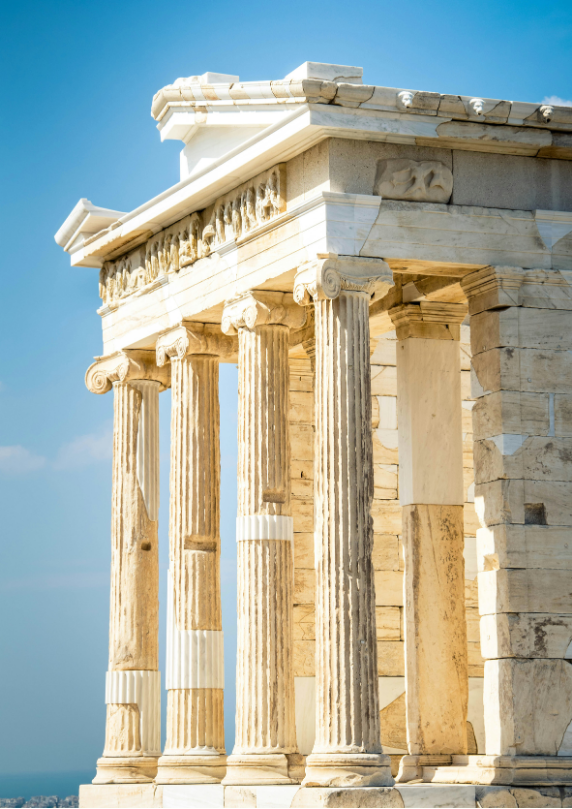 Détail des colonnes ioniques de l'Erechthéion sur l'Acropole d'Athènes